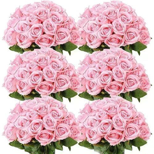 Set of 50 artificial silk roses for decoration and festive events - vue 14 sur 24