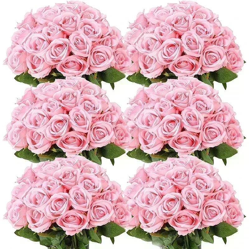 Set of 50 artificial silk roses for decoration and festive events - vue 13 sur 24