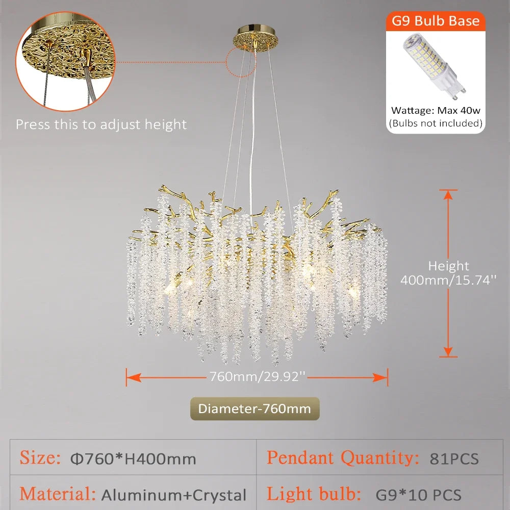 Crystal pendant chandelier with LED lighting