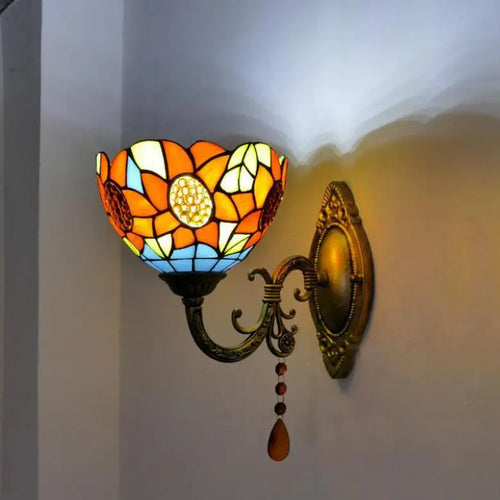 Mediterranean glass wall light vintage style LED lighting - vue 10 sur 10