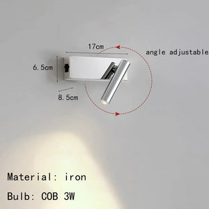 Chrome metal wall light with adjustable angle for reading
