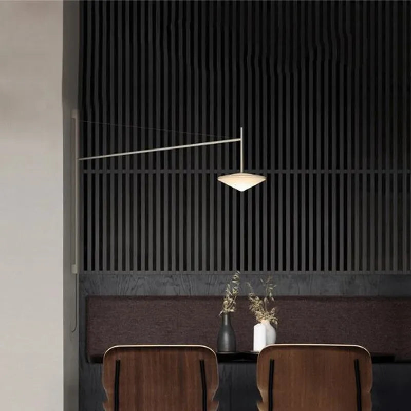 Modern design wall lamp with adjustable arm for reading and study - vue 5 sur 12
