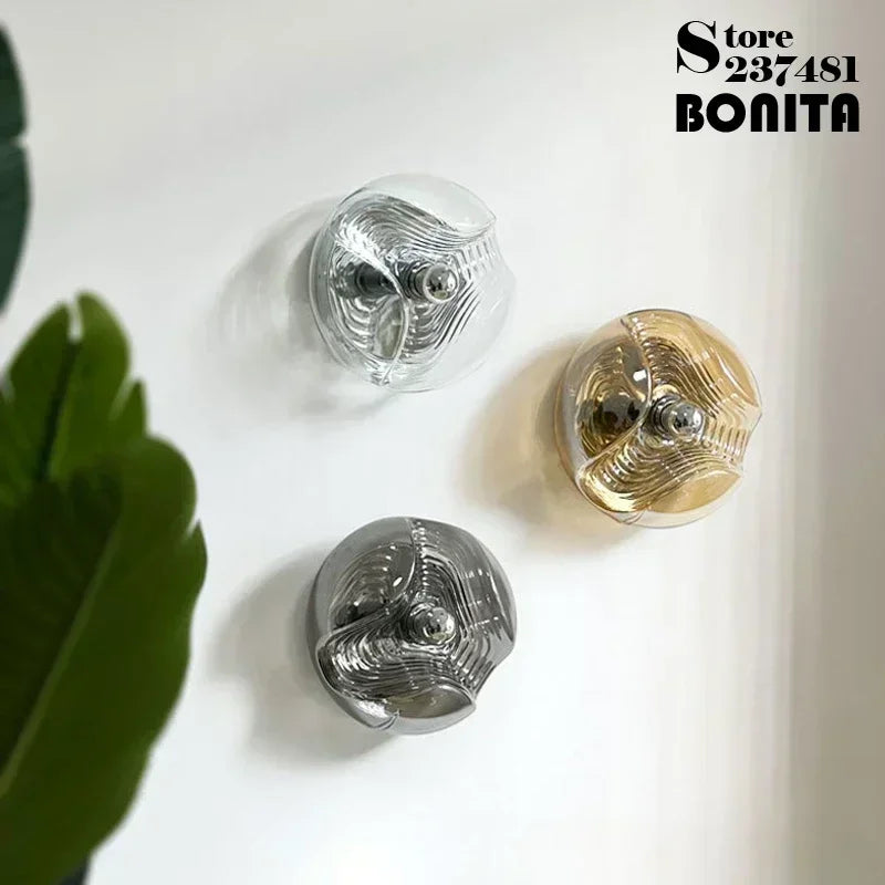 Retro water ripple round glass wall light
