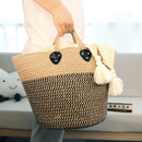 jute and cotton storage basket with handle