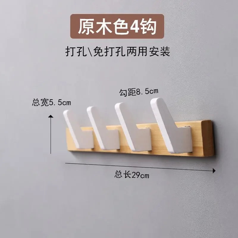 bamboo wood clothes hook for wall storage - vue 8 sur 8