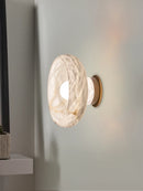 Brass and natural snowflake marble bedside lamp