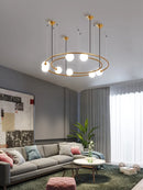 Modern creative orbit planet glass LED chandelier for café decor