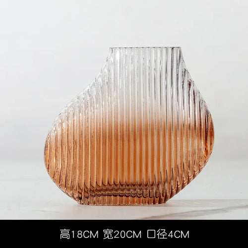striped blown glass vase for creative floral decoration