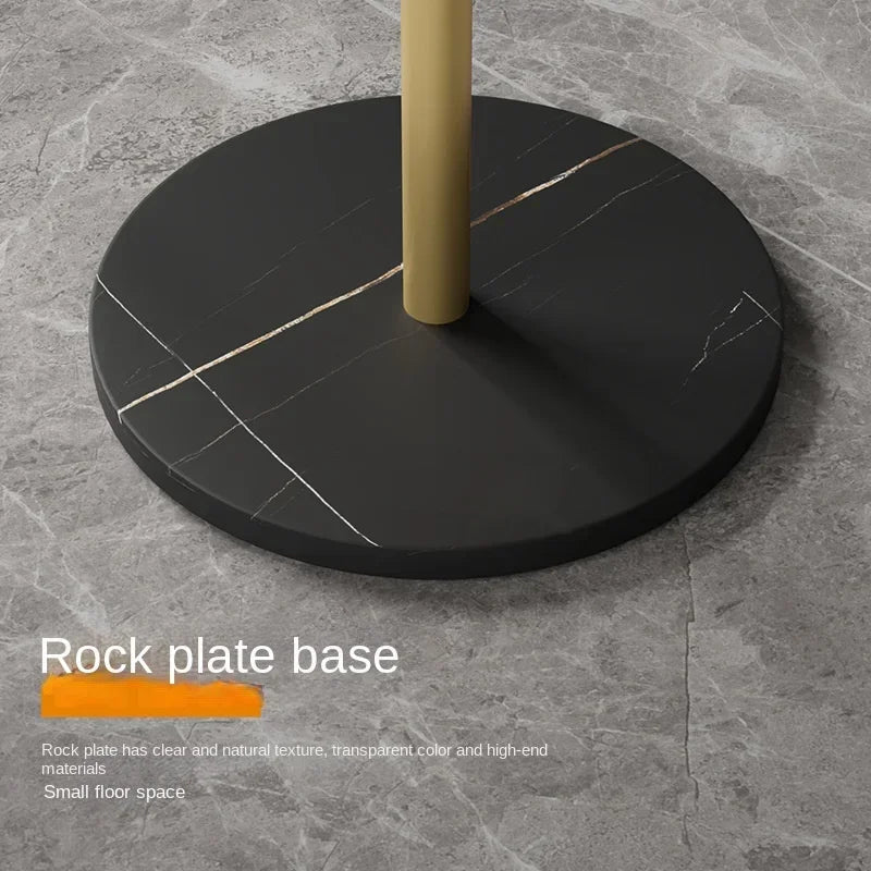 Floor To Floor Bedroom Light Luxury Rock Plate Base Metal Hanger, Marble Scarf and Bag Rack for Entering The Home Coat Rack