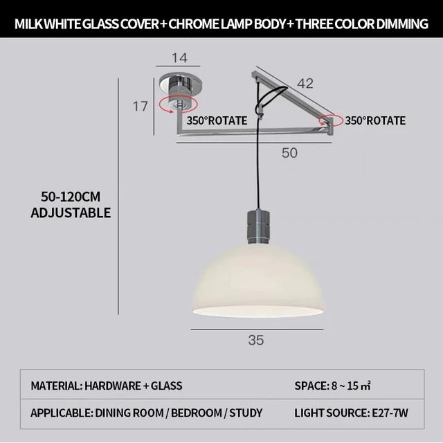 Modern foldable Nordic design telescopic chandelier for contemporary interiors - vue 11 sur 14