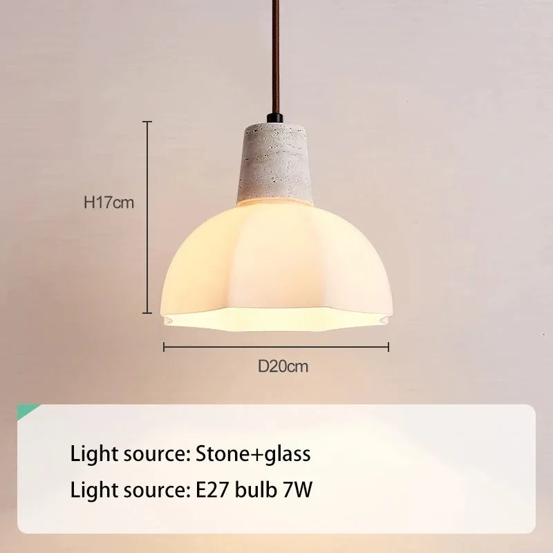 Stone glass chandelier for modern and romantic lighting - vue 6 sur 7