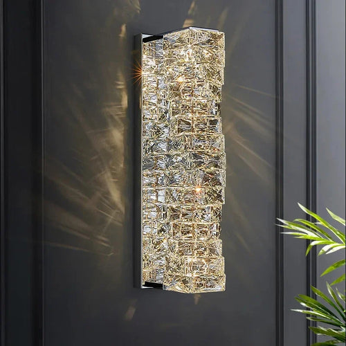 Simple modern square crystal wall light - vue 2 sur 10