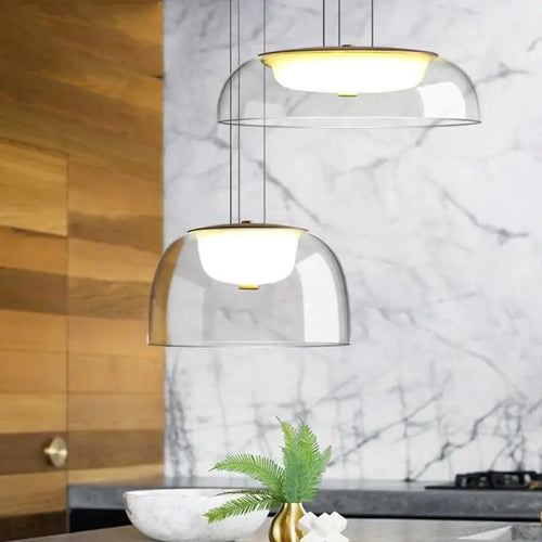 Modern LED pendant light with glass cover - vue 6 sur 9