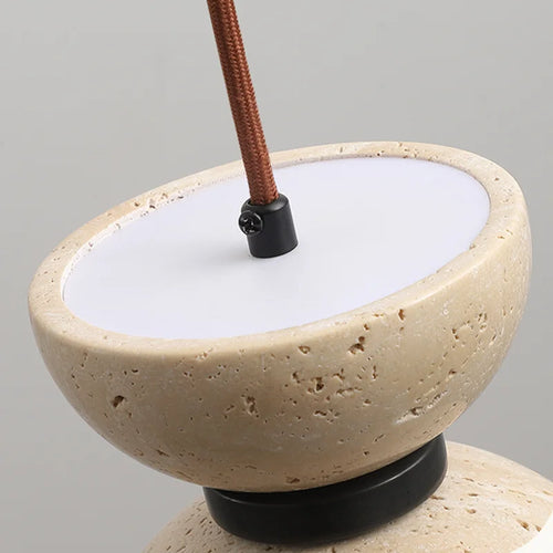 Retro natural stone pendant light with decorative LED lighting - vue 7 sur 6