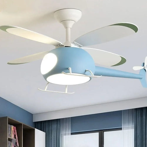 Helicopter ceiling fan LED light for children's bedroom - vue 2 sur 12