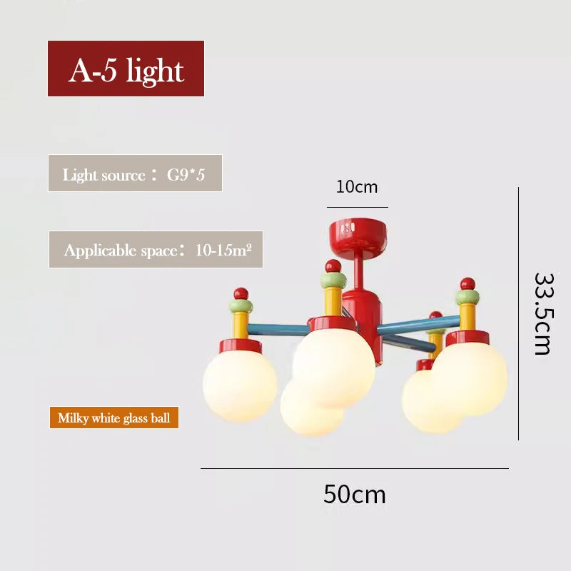 Colourful glass chandelier for children's princess bedroom - vue 4 sur 8