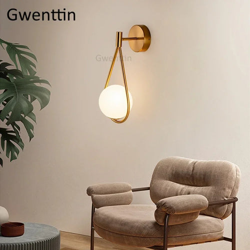 Modern glass wall light for nordic decor - vue 3 sur 6