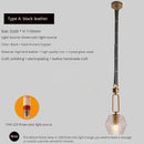 Modern leather chandelier with pendant light and crystal glass