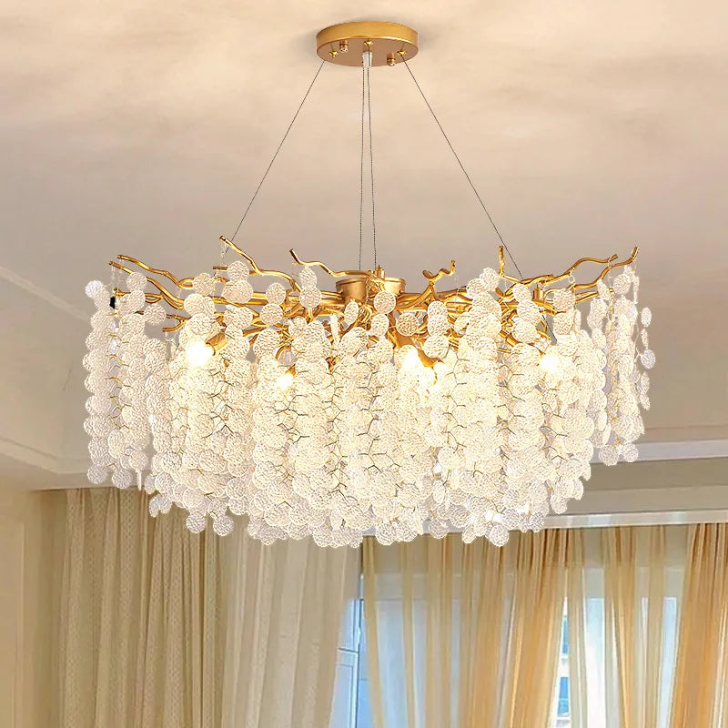 Vintage crackled glass LED chandelier for interior decor