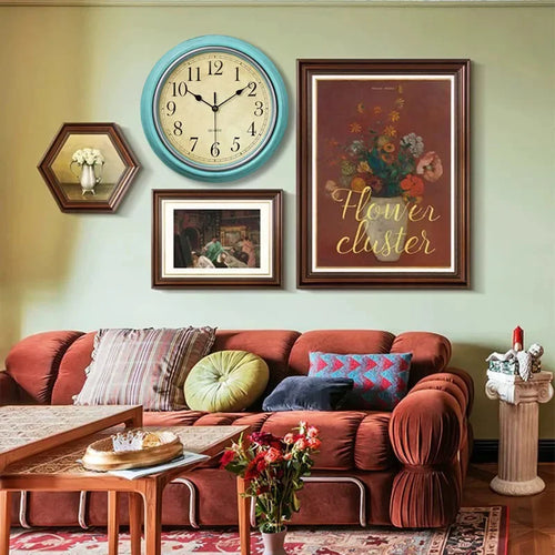 Nordic retro silent wall clock for stylish interior - vue 7 sur 15