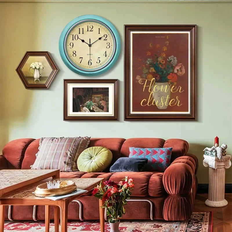 Nordic retro silent wall clock for stylish interior - vue 6 sur 15