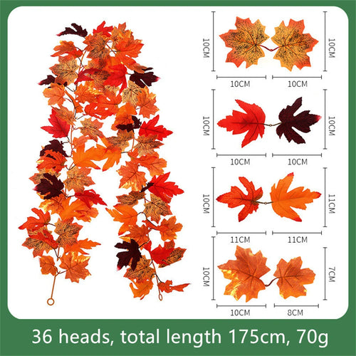 Decorative artificial silk maple leaf garland for garden - vue 17 sur 16