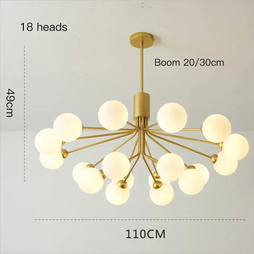 Modern glass bubble and flower decorative chandelier - vue 9 sur 12