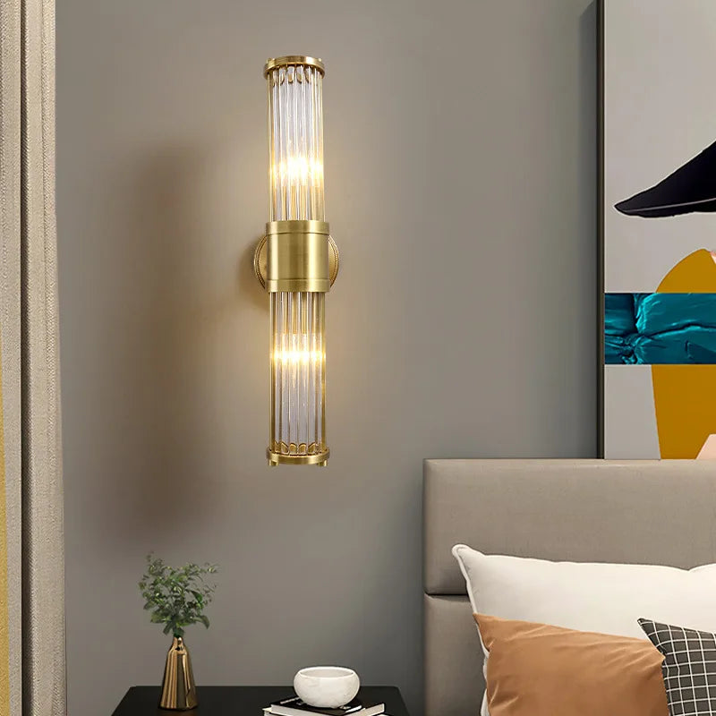 Crystal wall light with chrome and black stripes for indoor use - vue 3 sur 11