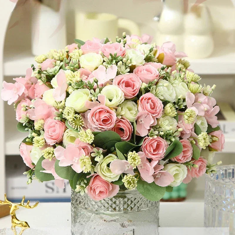 Artificial silk hydrangea bouquet for elegant decoration - vue 4 sur 12