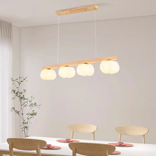 Modern natural wood pendant light cotton-shaped - vue 2 sur 11