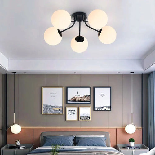 Nordic LED chandelier with hanging glass ball - vue 4 sur 14