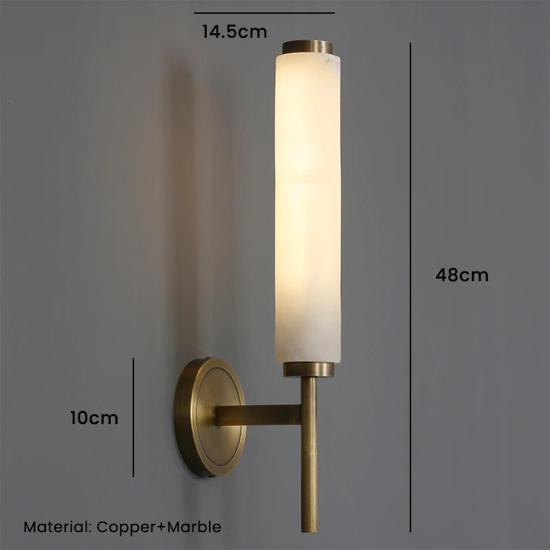 Marble and copper wall light for creative interior bedroom decor