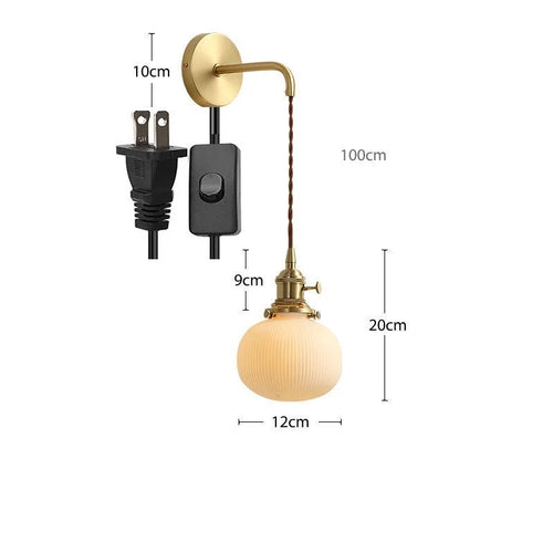 Modern gold ceramic wall light with adjustable cord and LED - vue 18 sur 23