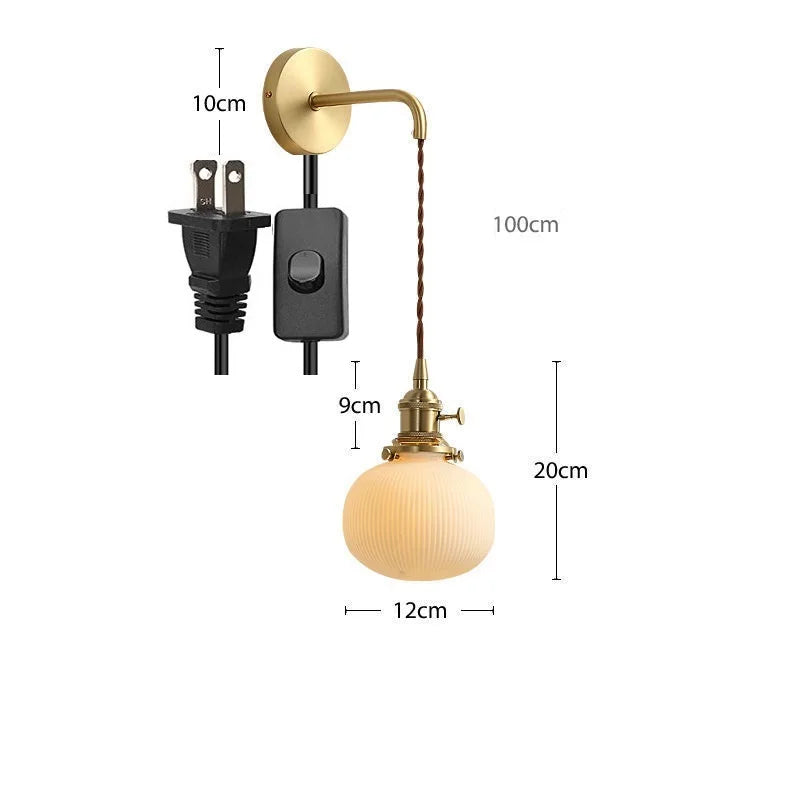 Modern gold ceramic wall light with adjustable cord and LED - vue 18 sur 23