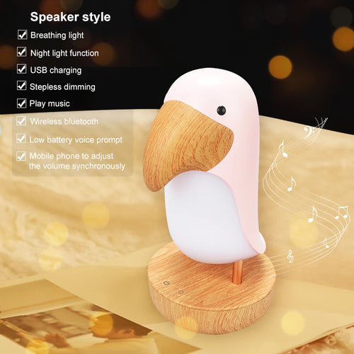 Toucan bird USB rechargeable night light Bluetooth table lamp for children's bedroom and Christmas decor - vue 10 sur 10