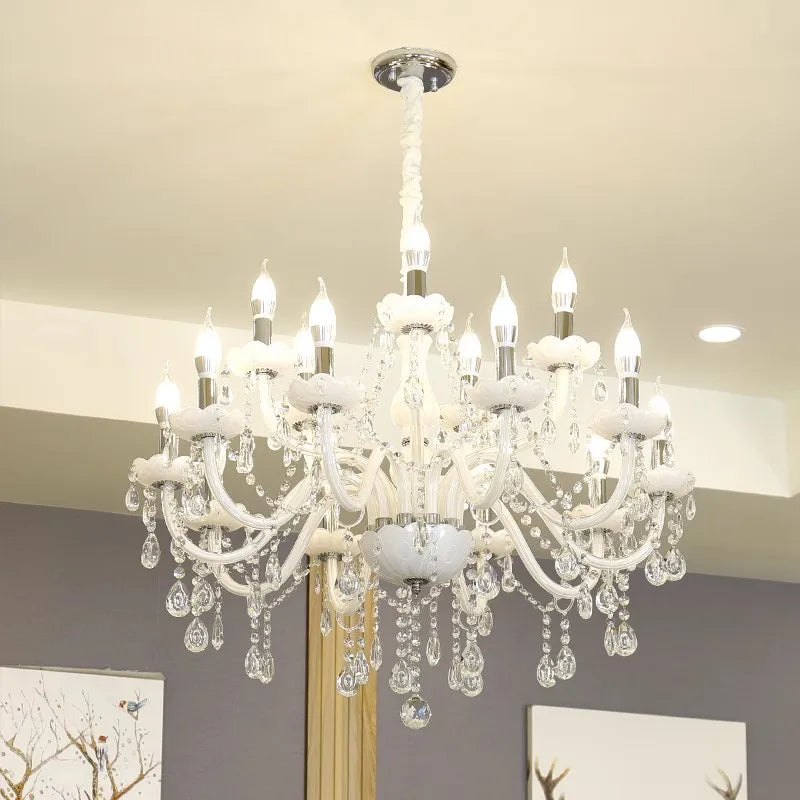 Modern glass chandelier with curved tube nordic style crystal