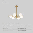 Nordic copper chandelier minimalist modern decorative glass