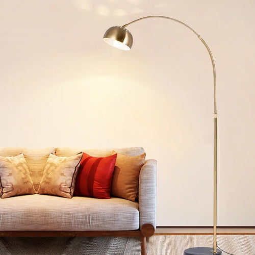Nordic luxury electroplated adjustable arc floor lamp with marble base and remote control, LED - vue 2 sur 10