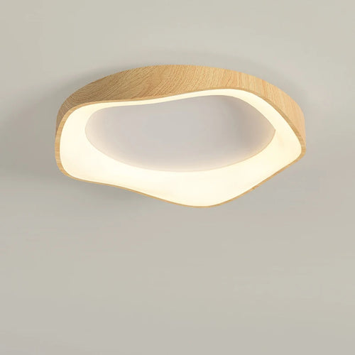 Simple wood grain circular LED lamp modern indoor lighting