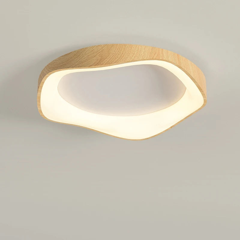 Modern circular LED wood grain ceiling light for indoor use