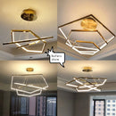 Minimalist luxury gold geometric chandelier with LED