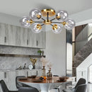 Clear and smoked grey glass LED ball chandelier