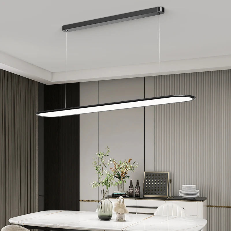 Modern minimalist decorative LED rounded rectangular chandelier