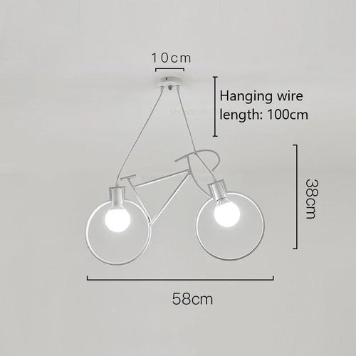 Modern iron bicycle pendant light for home decor - vue 9 sur 12