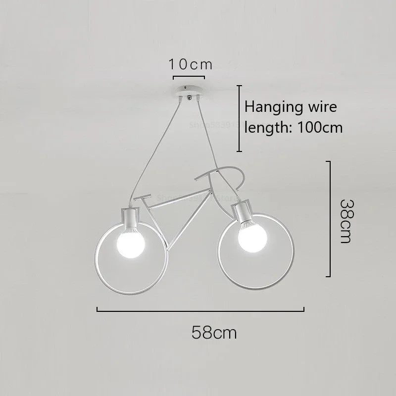 Modern iron bicycle pendant light for home decor - vue 8 sur 12
