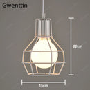 Iron cage pendant light for modern retro interior decor