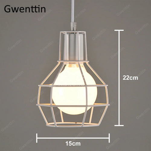 Iron cage pendant light for modern retro interior decor - vue 5 sur 11