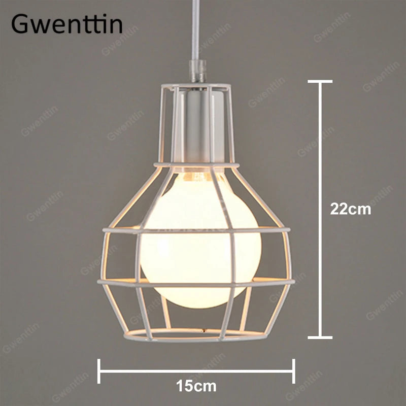 Iron cage pendant light for modern retro interior decor - vue 4 sur 11