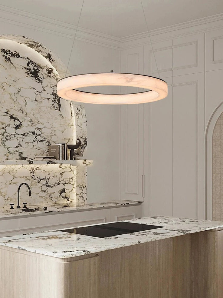 Round genuine marble LED chandelier