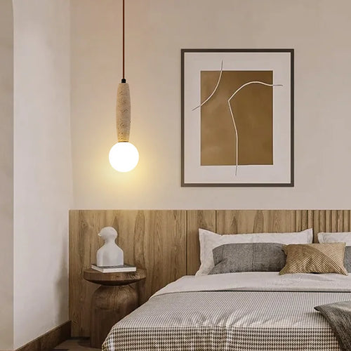 suspension rétro en pierre naturelle et verre vintage - vue 4 sur 6